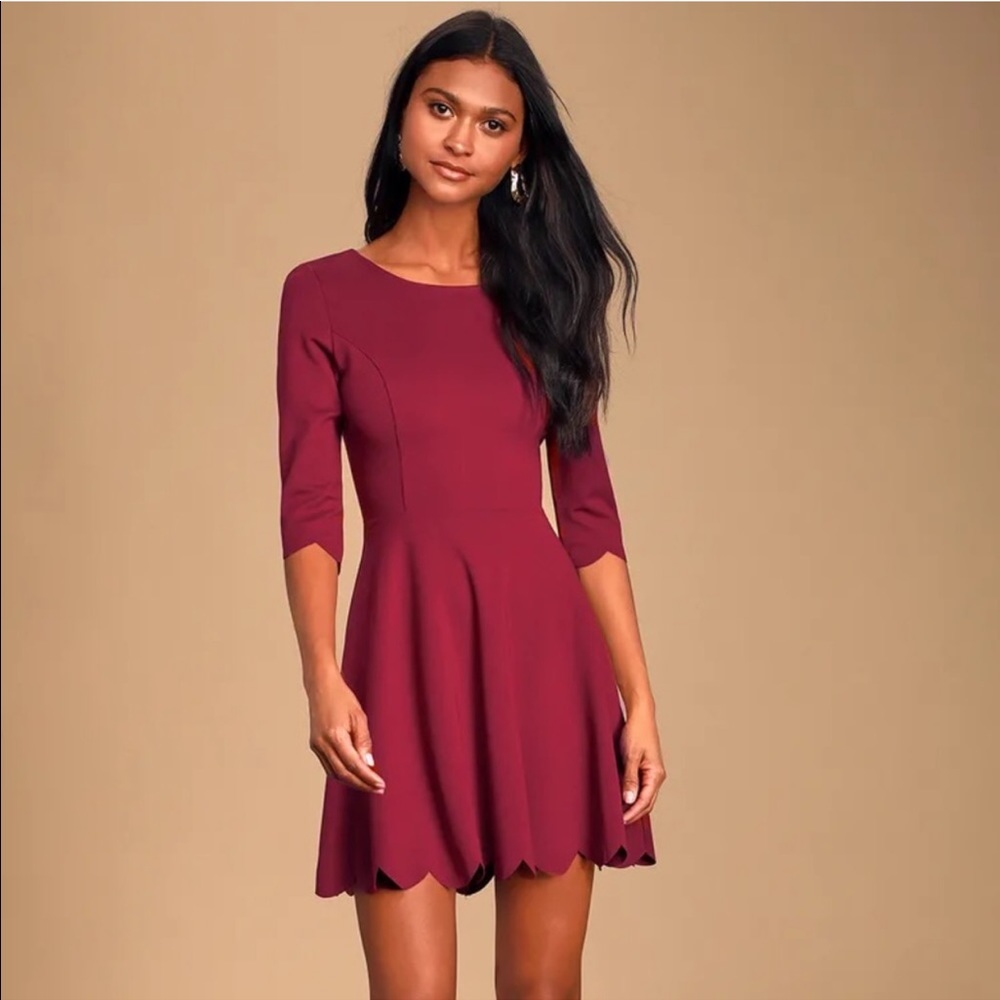 NWT Lulus Cumulonimbus Clouds Burgundy Dress NWT